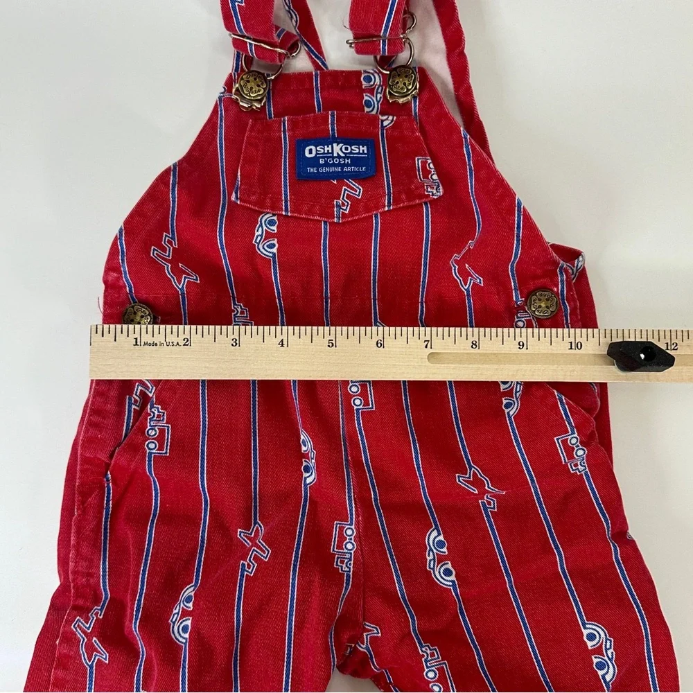 VTG Oshkosh B’Gosh Red White Blue Cars Boys Overalls 24M Made‎ in USA Vestbak